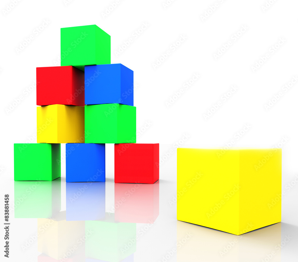 Poster kids blocks indicates colors cube and spectrum