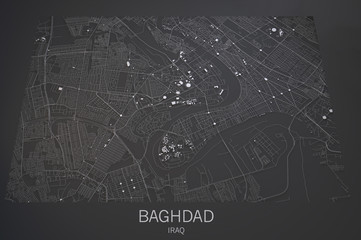 Cartina di Baghdad, vista satellitare, 3d