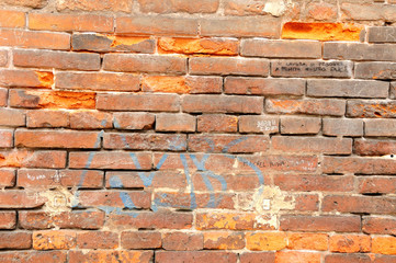 Ramshackle wall of old building in Verona. Italy.