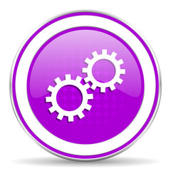 gears violet icon options sign