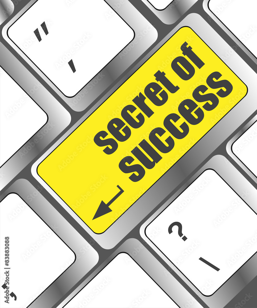 Poster secret of success button on computer keyboard key
