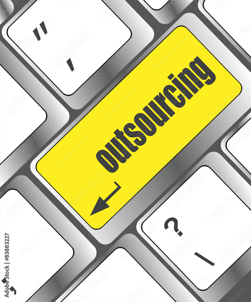 Poster outsourcing button on computer keyboard key