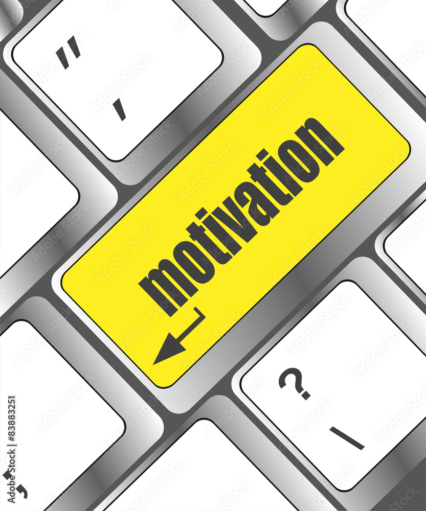 Poster motivation button on computer keyboard key