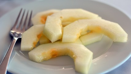 Fresh dessert sweet melon close-up.