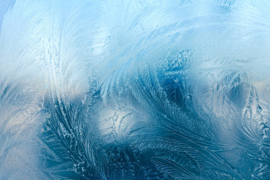 Natural frozen pattern on winter window