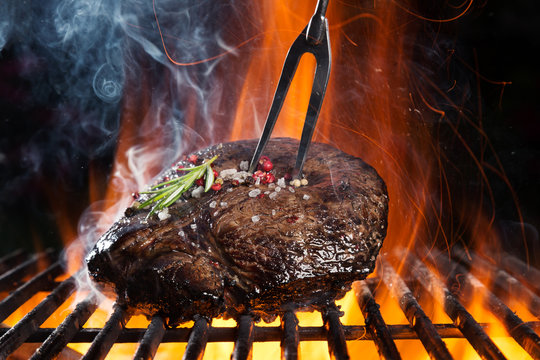 Beef steak on grill