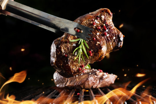 Beef steak on grill