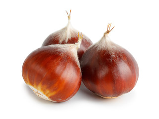 Chestnuts isolated on white