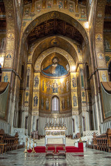 Fototapeta na wymiar Jesus, mosaïque de la cathédrale de Monreale, Palerme