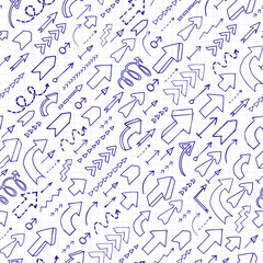 Seamless background of doodle arrows.