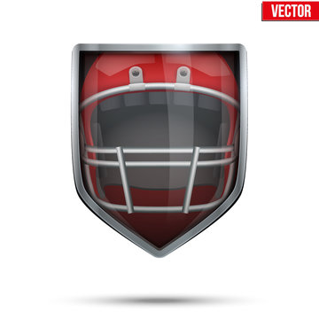 Bright shield in the american football helmet inside. Vector.