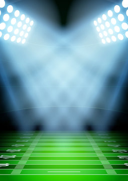 Background for posters night football stadium in the spotlight