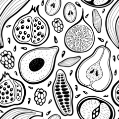 Tropical fruits seamless pattern