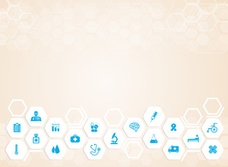 Medical background and icons to treat patients.