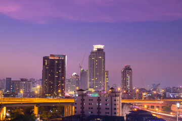 Fototapeta na wymiar Thailand 21 April,2015 : Bangkok transport with twilight scene