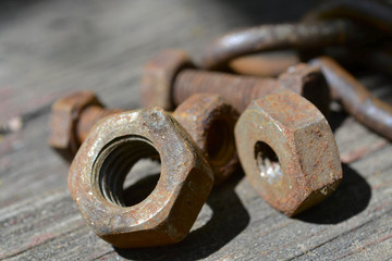 Rusty bolts and nuts