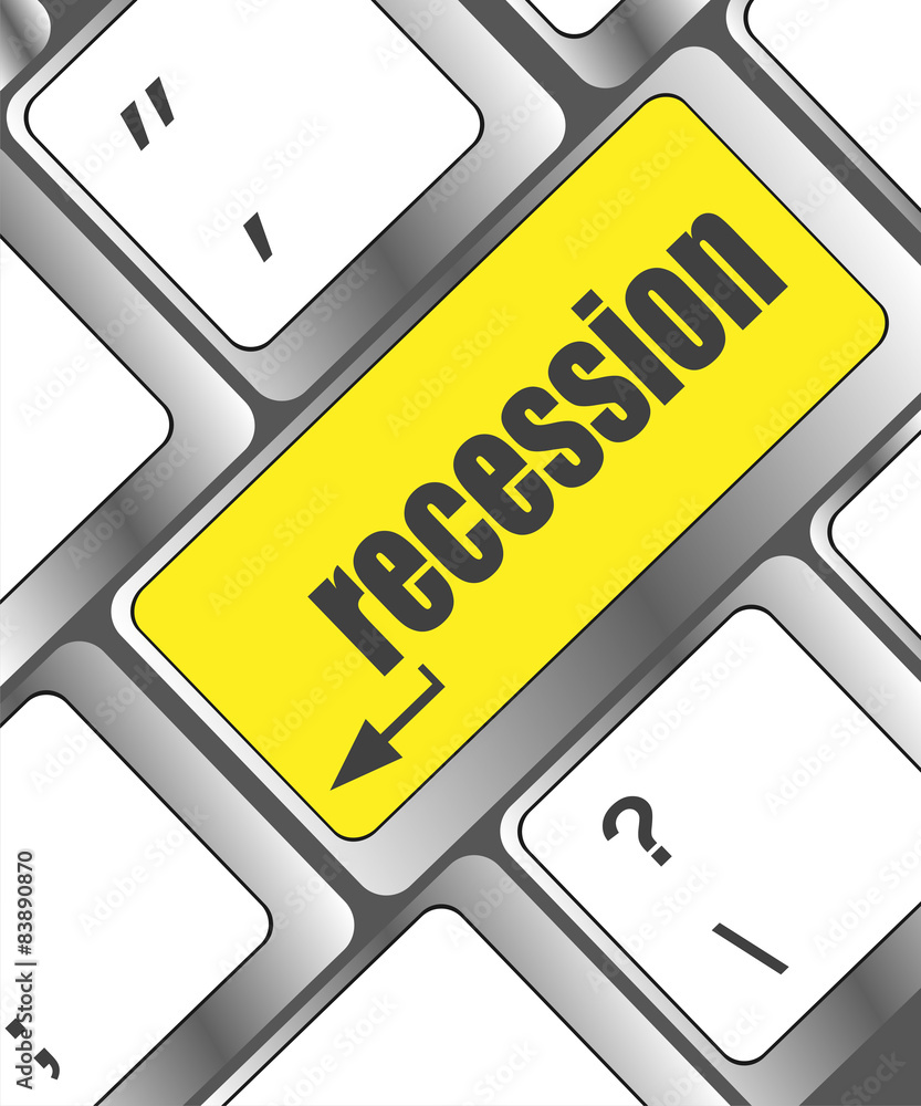 Poster recession button on computer keyboard key
