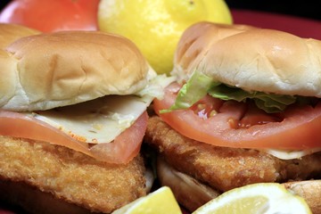 Breaded fish sandwich on a bun