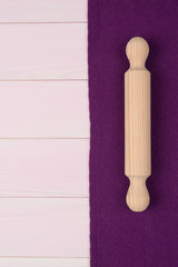 Kitchenware on purple towel