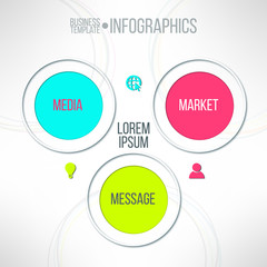 Vector media market message colorful infographic diagram