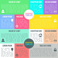 Vector infographics template in newspaper style. Colorful text