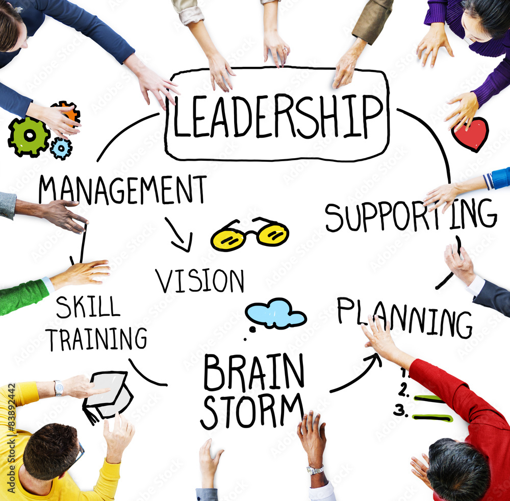 Sticker leader leadership supporting management vision concept - Stickers