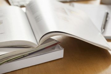 opened book put on table