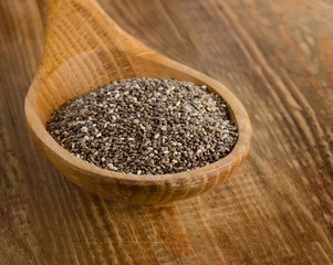 chia seeds on a wooden spoon