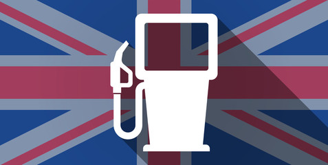 United Kingdom flag icon with a gas station