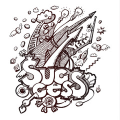 Business doodles on white