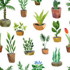 Naklejka na ściany i meble seamless pattern with home plants