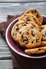 Cookies with chocolate on a plate