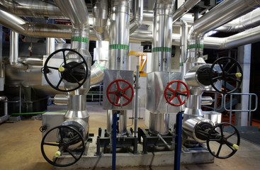 Industrial zone, Steel pipelines, valves and cables