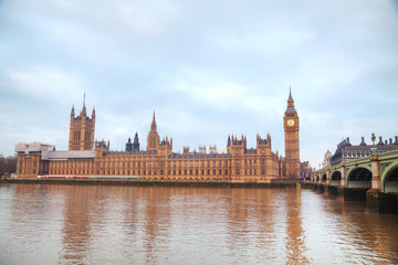 Fototapeta na wymiar London with the Clock Tower and Houses of Parliament