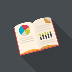 Book flat design with graphs.