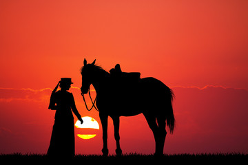 rider at sunset