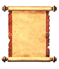 Scroll of old parchment with decorative ornament