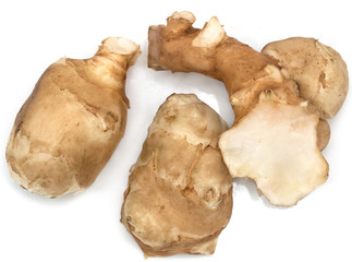 Jerusalem artichoke on a white background
