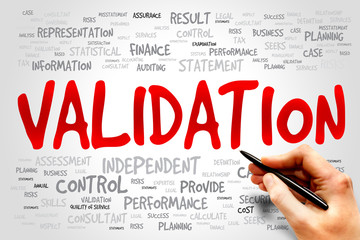 VALIDATION word cloud, business concept