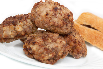 chop meat on a white background
