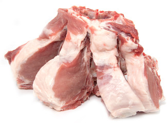 fresh pork on a white background