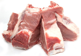 fresh pork on a white background