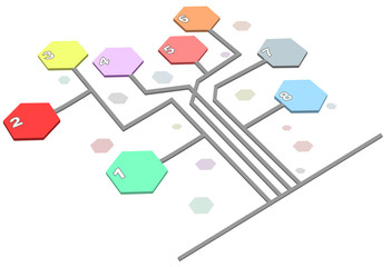 Fototapeta premium Vector infographic timeline report chart with hexagons