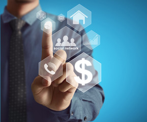 pressing modern social button