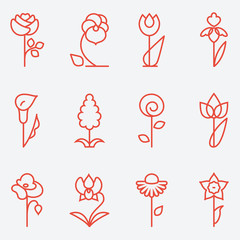 Flowers icon, flat design