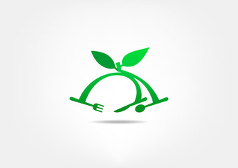 fork, knife, plate, food, leaf, logo. restaurant concept design