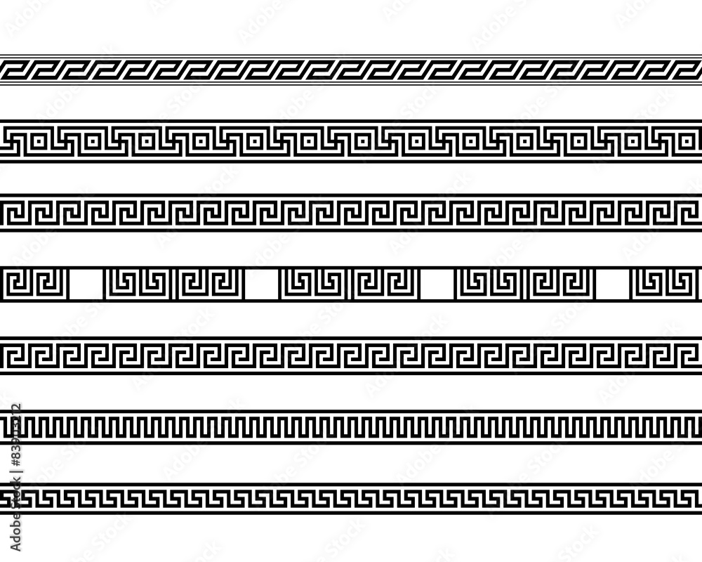 Poster different meander ansient element patterns line