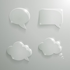 Set of Realistic Glass Speech Bubbles