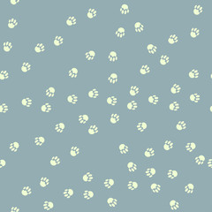 Cat or dog paw seamless pattern, vector