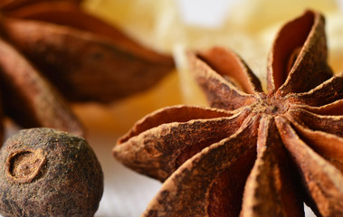 Anise on the woodden background